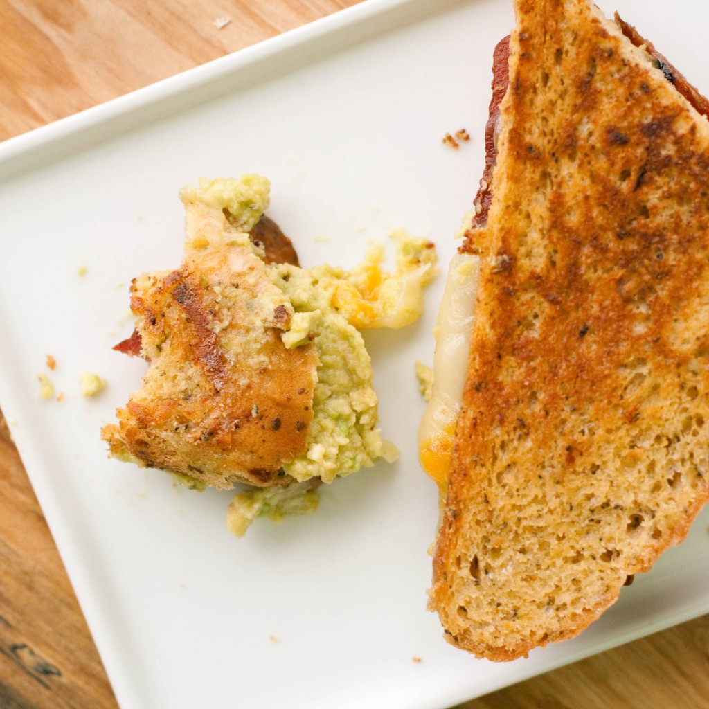 bacon avocado grilled cheese on sun-dried tomato basil bread